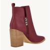 imageJuliet Holy Womens V Cut Ankle Boots Pointed Toe Stacked Chunky Heel Side Zipper Leather Cutout Western BootiesFuchsia