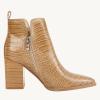imageJuliet Holy Womens V Cut Ankle Boots Pointed Toe Stacked Chunky Heel Side Zipper Leather Cutout Western BootiesLight Coffee