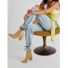 imageJuliet Holy Womens V Cut Ankle Boots Pointed Toe Stacked Chunky Heel Side Zipper Leather Cutout Western BootiesLight Coffee