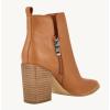 imageJuliet Holy Womens V Cut Ankle Boots Pointed Toe Stacked Chunky Heel Side Zipper Leather Cutout Western BootiesOrange Brown