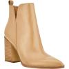 imageJuliet Holy Womens V Cut Ankle Boots Pointed Toe Stacked Chunky Heel Side Zipper Leather Cutout Western BootiesKhaki