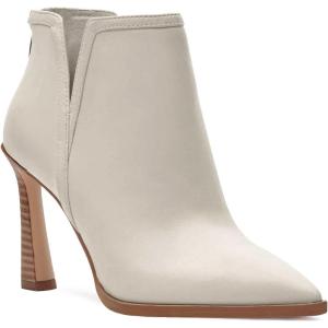 imageJuliet Holy Womens High Heel Booties Pointed Toe V Cut Back Zipper Short Dress Ankle BootsBeige