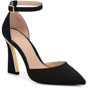 imageJuliet Holy Womens Pumps Point Closed Toe Heels Buckle Ankle Strap DOrsay Heeled SandalsBlack