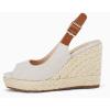 imageJuliet Holy Womens Ankle Strap Espadrille Wedges Round Open Toe Platform Slingback Slip on Peep Toe Sandals Comfort Summer ShoesCreamywhite