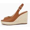 imageJuliet Holy Womens Ankle Strap Espadrille Wedges Round Open Toe Platform Slingback Slip on Peep Toe Sandals Comfort Summer ShoesLight Brown