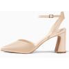 imageJuliet Holy Womens Closed Toe Heels Chunky Block Heel Ankle Strap Pumps Slingback Heeled SandalsApricot