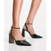 imageJuliet Holy Womens Closed Toe Heels Chunky Block Heel Ankle Strap Pumps Slingback Heeled SandalsBright Black