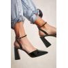 imageJuliet Holy Womens Closed Toe Heels Chunky Block Heel Ankle Strap Pumps Slingback Heeled SandalsBright Black