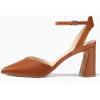 imageJuliet Holy Womens Closed Toe Heels Chunky Block Heel Ankle Strap Pumps Slingback Heeled SandalsBrown