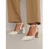 imageJuliet Holy Womens Closed Toe Heels Chunky Block Heel Ankle Strap Pumps Slingback Heeled SandalsCream