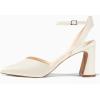 imageJuliet Holy Womens Closed Toe Heels Chunky Block Heel Ankle Strap Pumps Slingback Heeled SandalsCream