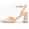 imageJuliet Holy Womens Closed Toe Heels Chunky Block Heel Ankle Strap Pumps Slingback Heeled SandalsNude