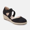 imageJuliet Holy Womens Espadrille Wedges Sandals Platform Bohemian Slipons Elastic Strap Knotted Canvas ShoesBlack