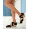 imageJuliet Holy Womens Espadrille Wedges Sandals Platform Bohemian Slipons Elastic Strap Knotted Canvas ShoesBlack