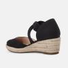 imageJuliet Holy Womens Espadrille Wedges Sandals Platform Bohemian Slipons Elastic Strap Knotted Canvas ShoesBlack