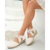 imageJuliet Holy Womens Espadrille Wedges Sandals Platform Bohemian Slipons Elastic Strap Knotted Canvas ShoesIvory White