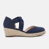 imageJuliet Holy Womens Espadrille Wedges Sandals Platform Bohemian Slipons Elastic Strap Knotted Canvas ShoesNavy Blue