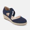 imageJuliet Holy Womens Espadrille Wedges Sandals Platform Bohemian Slipons Elastic Strap Knotted Canvas ShoesNavy Blue