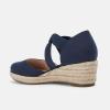 imageJuliet Holy Womens Espadrille Wedges Sandals Platform Bohemian Slipons Elastic Strap Knotted Canvas ShoesNavy Blue