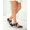 imageJuliet Holy Womens Espadrille Wedges Sandals Platform Bohemian Slipons Elastic Strap Knotted Canvas ShoesNavy Blue