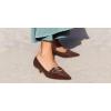 imageJuliet Holy Womens Kitten Heels Pointed Toe Pumps Slip On Buckle Strap Low Heel Comfort Wedding Dress ShoesDark Brown