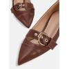 imageJuliet Holy Womens Kitten Heels Pointed Toe Pumps Slip On Buckle Strap Low Heel Comfort Wedding Dress ShoesDark Brown