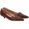 imageJuliet Holy Womens Kitten Heels Pointed Toe Pumps Slip On Buckle Strap Low Heel Comfort Wedding Dress ShoesDark Brown