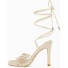 imageJuliet Holy Womens Lace Up Heeled Sandals Square Open Toe Stiletto Heels Strappy Summer Dressy ShoesBeige