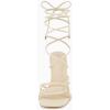 imageJuliet Holy Womens Lace Up Heeled Sandals Square Open Toe Stiletto Heels Strappy Summer Dressy ShoesBeige