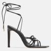 imageJuliet Holy Womens Lace Up Heeled Sandals Square Open Toe Stiletto Heels Strappy Summer Dressy ShoesBlack