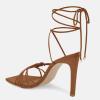 imageJuliet Holy Womens Lace Up Heeled Sandals Square Open Toe Stiletto Heels Strappy Summer Dressy ShoesBrown