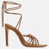 imageJuliet Holy Womens Lace Up Heeled Sandals Square Open Toe Stiletto Heels Strappy Summer Dressy ShoesBrown