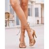 imageJuliet Holy Womens Lace Up Heeled Sandals Square Open Toe Stiletto Heels Strappy Summer Dressy ShoesCamel