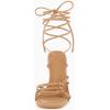 imageJuliet Holy Womens Lace Up Heeled Sandals Square Open Toe Stiletto Heels Strappy Summer Dressy ShoesCamel