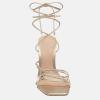 imageJuliet Holy Womens Lace Up Heeled Sandals Square Open Toe Stiletto Heels Strappy Summer Dressy ShoesGold