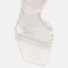 imageJuliet Holy Womens Lace Up Heeled Sandals Square Open Toe Stiletto Heels Strappy Summer Dressy ShoesWhite