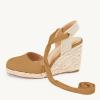 imageJuliet Holy Womens Lace up Espadrilles Closed Toe Wedges Sandals Strappy Slingback Platform HeelsCamel