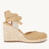 imageJuliet Holy Womens Lace up Espadrilles Closed Toe Wedges Sandals Strappy Slingback Platform HeelsKhaki