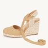 imageJuliet Holy Womens Lace up Espadrilles Closed Toe Wedges Sandals Strappy Slingback Platform HeelsKhaki