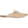 imageJuliet Holy Womens Mules Pointed Toe Flats Chain Buckle Slip on Backless Loafers Slides Apricot