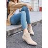 imageJuliet Holy Womens Pointed Toe Ankle Boots Kitten Heels Faux Suede Booties Side Zipper Dress ShoesBeige