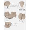 imageJuliet Holy Womens Pointed Toe Ankle Boots Kitten Heels Faux Suede Booties Side Zipper Dress ShoesBeige
