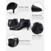 imageJuliet Holy Womens Pointed Toe Ankle Boots Kitten Heels Faux Suede Booties Side Zipper Dress ShoesCool Black