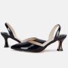 imageJuliet Holy Womens Pumps Shoes Pointed Toe Slip on Slingback Elastic Strap Classic Kitten HeelsBlack
