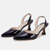 imageJuliet Holy Womens Pumps Shoes Pointed Toe Slip on Slingback Elastic Strap Classic Kitten HeelsBlack
