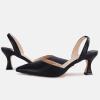 imageJuliet Holy Womens Pumps Shoes Pointed Toe Slip on Slingback Elastic Strap Classic Kitten HeelsBlackstone Pattern