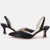 imageJuliet Holy Womens Pumps Shoes Pointed Toe Slip on Slingback Elastic Strap Classic Kitten HeelsCool Black