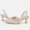 imageJuliet Holy Womens Pumps Shoes Pointed Toe Slip on Slingback Elastic Strap Classic Kitten HeelsKhaki