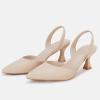 imageJuliet Holy Womens Pumps Shoes Pointed Toe Slip on Slingback Elastic Strap Classic Kitten HeelsKhaki