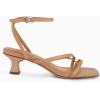 imageJuliet Holy Womens Strappy Sandals Kitten Heel Open Toe Slingback Ankle Strap Wedding Party Summer Heeled SandalsCamel